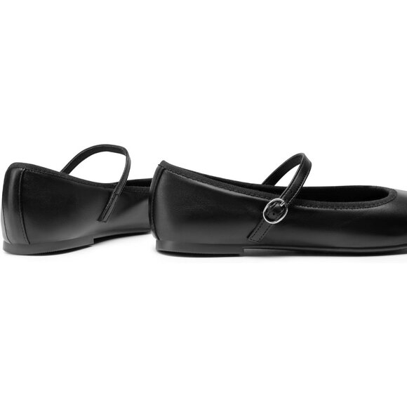 Dream Pairs Women's Black-pu CALF PU Round Toe Buckled Ankle Strap Ballet Flats - Picture 4 of 8